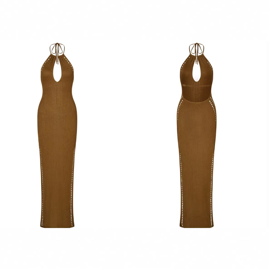 Damen figurbetontes Strickkleid mit tiefem V-Ausschnitt Echo Archiv