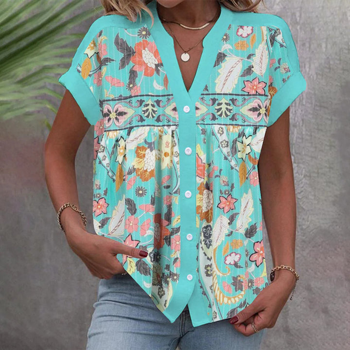 Damen Bluse mit floralem Design und Knopfleiste Echo Archiv