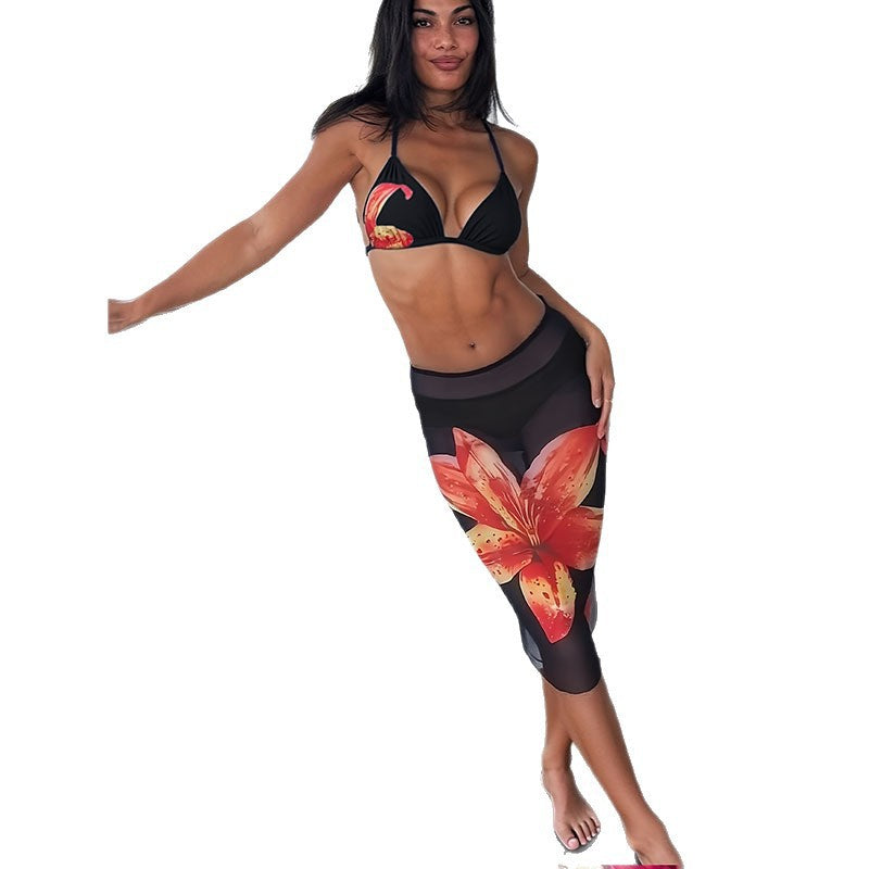 Damen Bikini mit floralem Muster und eleganter Midikette Echo Archiv
