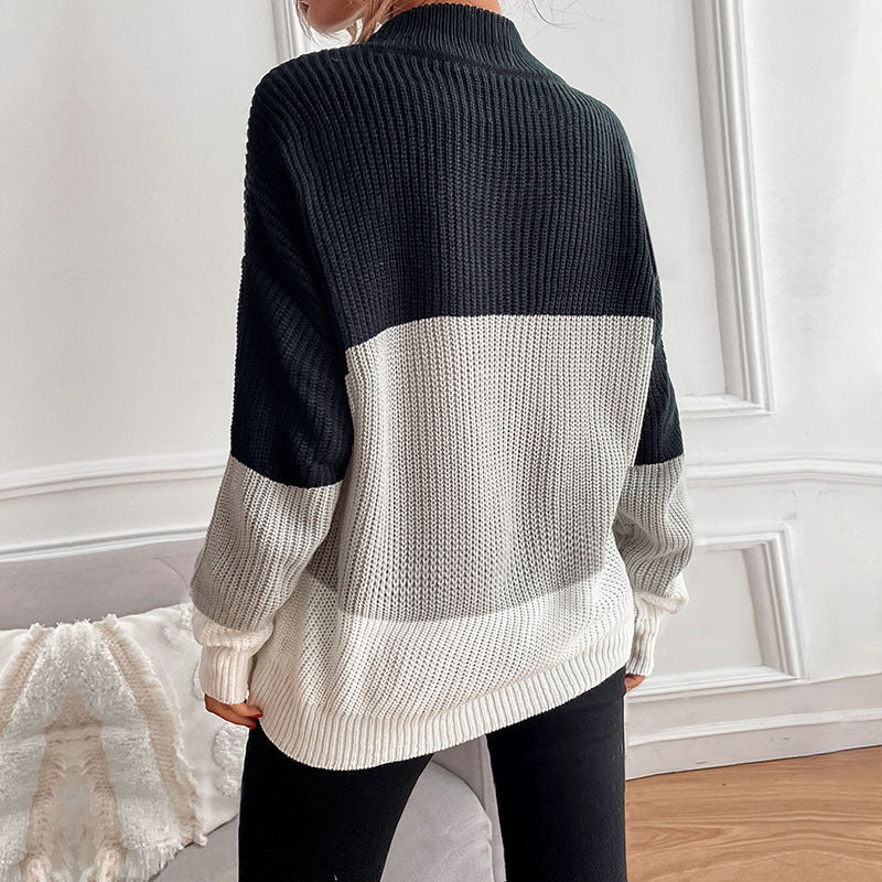 Damen Oversize Strukturstrickpullover mit geripptem Rundhalsausschnitt und überschnittener Schulter Echoarchiv