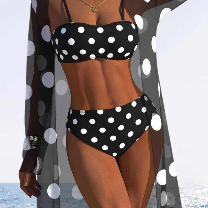 Damen Bikini-Set mit gepolstertem Bustier-Oberteil und elegantem Chiffon-Cover-Up Echo Archiv