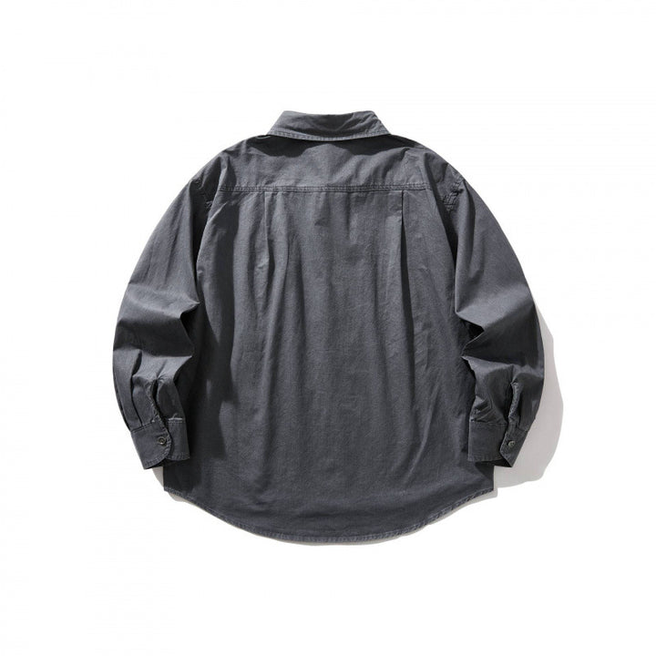Unisex Oversize-Denim-Hemdjacke mit kastiger Silhouette, Brusttasche und gerundetem Saum Echo Archiv
