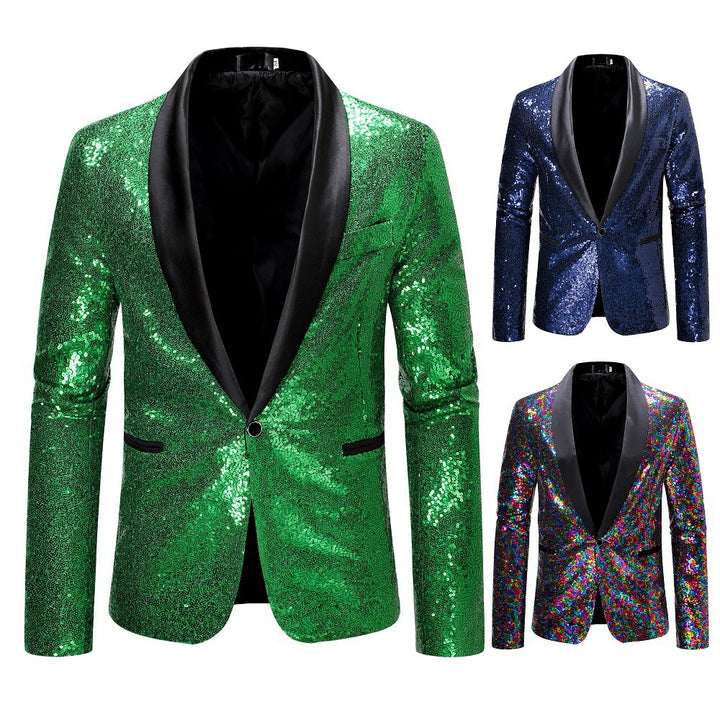 Herren eleganter Pailletten-Blazer mit modernem Schnitt und schimmernden Akzenten Echoarchiv