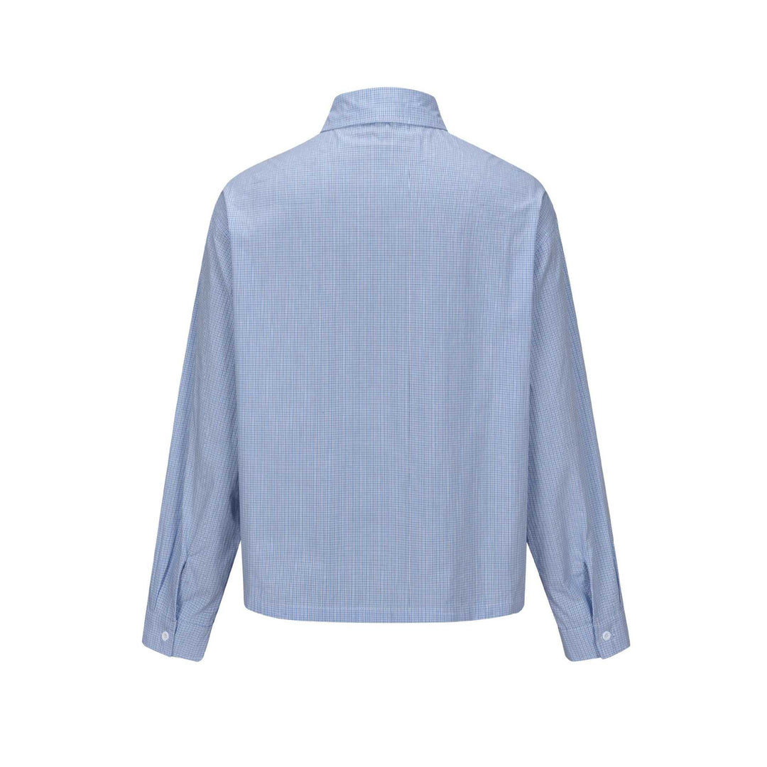 Herren Kurzgeschnittenes Cropped-Hemd im Boxy-Cut mit Mini-Karo und verdeckter Knopfleiste Echoarchiv
