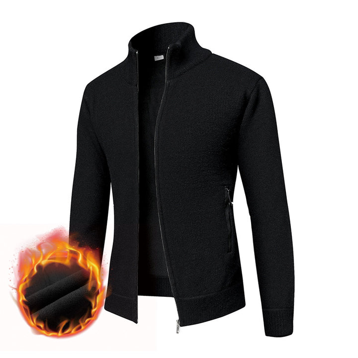 Herren Thermogefütterte Strickjacke mit Stehkragen und Mikrofleece-Innenfutter Echo Archiv