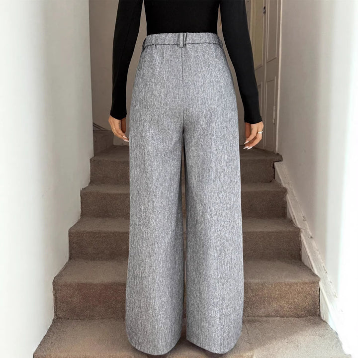 Damen Elegante Palazzo-Hose mit hohem Bund und feiner Leinenstruktur – Avérine