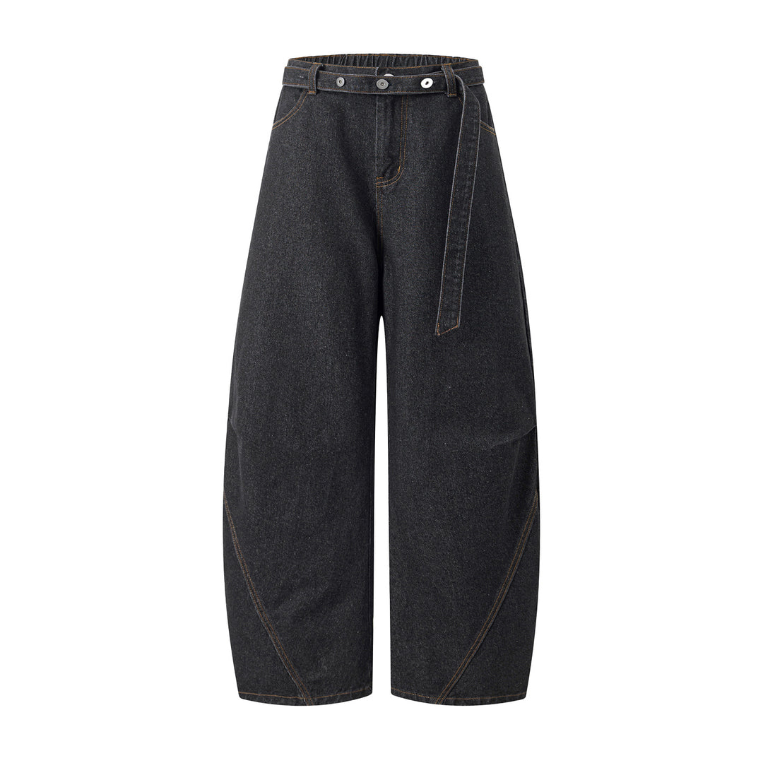 Damen Culotte-Jeans mit weitem Ballon‑Schnitt, hohem Bund und Stoffgürtel Echo Archiv