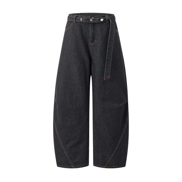 Damen Culotte-Jeans mit weitem Ballon‑Schnitt, hohem Bund und Stoffgürtel Echo Archiv