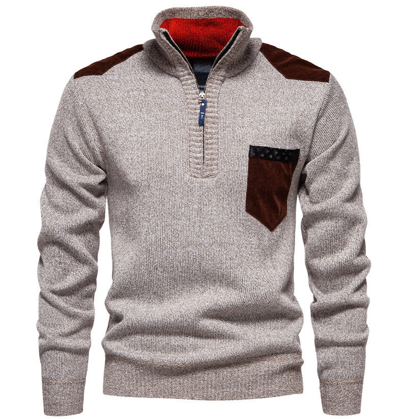 Herren Pullover mit halbhohem Kragen und modischen Akzenten Echoarchiv
