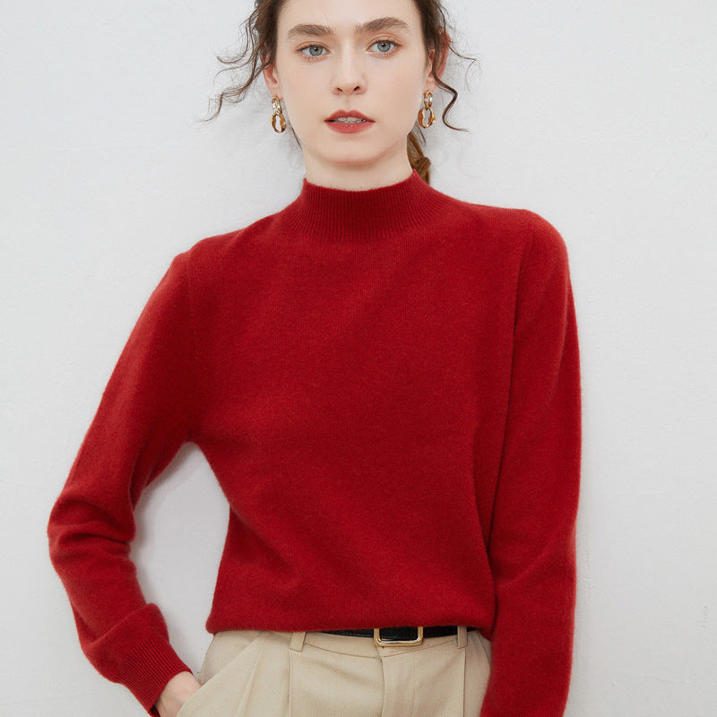 Damen weicher Feinstrick-Mockneckpullover mit Angora‑Look und legerer Silhouette Echoarchiv