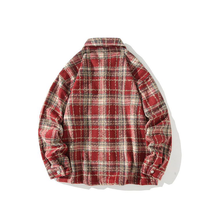 Herren Kariertes Flanell-Overshirt mit Druckknopffront und geradem Schnitt Echo Archiv