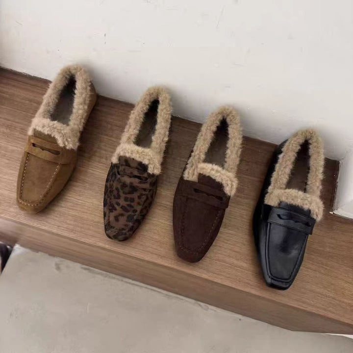 Damen gefütterte Teddy-Loafer mit weichem Fellbesatz und rutschfester Laufsohle – Lioré