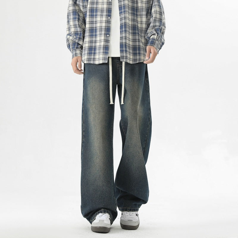 Herren Oversized Jeanshose mit weitem Schnitt und verstellbarem Bund Echoarchiv