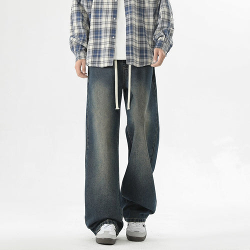 Herren Oversized Jeanshose mit weitem Schnitt und verstellbarem Bund Echoarchiv