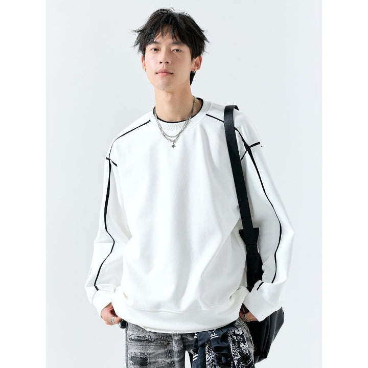 Herren Oversize Sweatshirt mit Kontrastnaht und Rundhalsausschnitt Echoarchiv