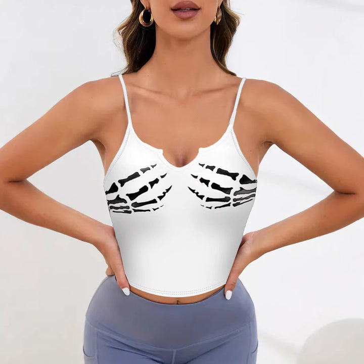Damen Sportliches Crop-Top mit kreativem Skelett-Design Echo Archiv