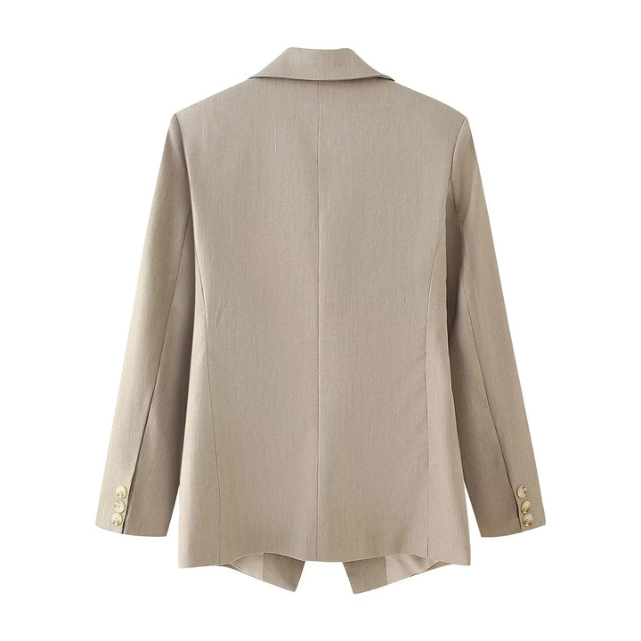 Damen taillierter Doppelreiher-Blazer mit fallendem Revers, innen gefüttert und schmaler Silhouette – Valéne