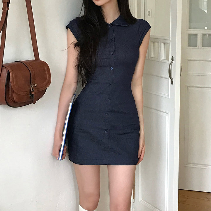 Damen Hemdkleid mit figurbetonter Silhouette und kurzen Ärmeln Echo Archiv