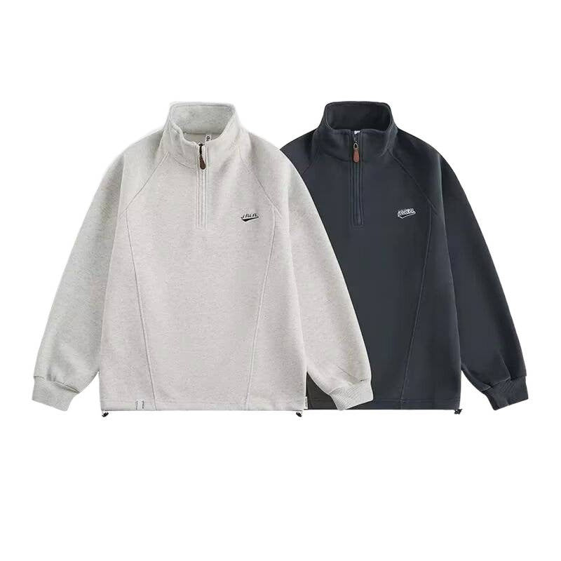 Herren leichter Stehkragen Fleece-Pullover mit halbem Reißverschluss Echoarchiv