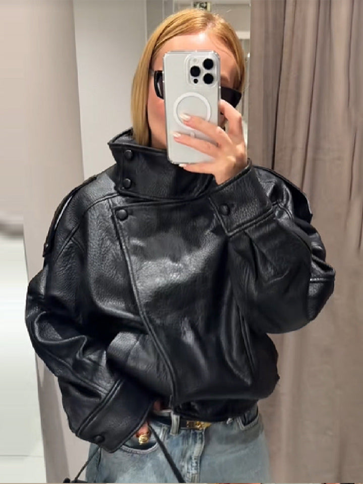 Damen elegante und voluminöse jacke mit Stehkragen Echoarchiv