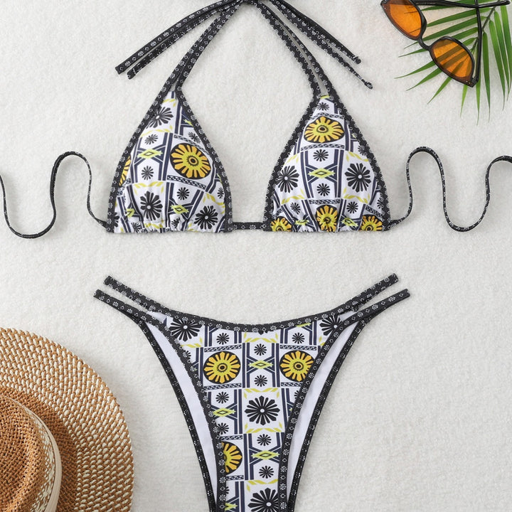 Damen Triangel-Bikini mit modernem geometrischem Muster Echo Archiv