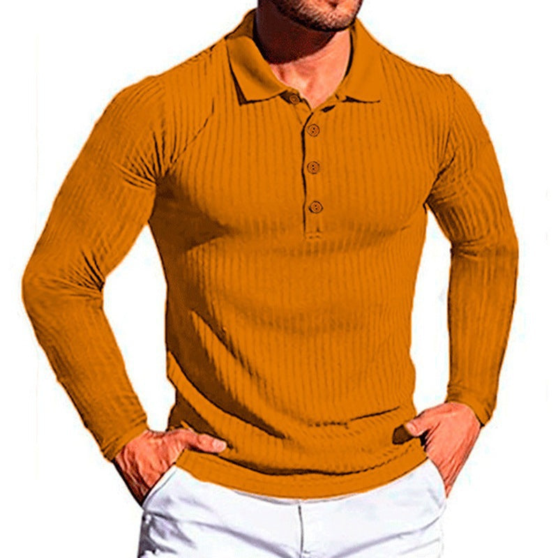 Herren Langarm Poloshirt mit strukturiertem Design Echoarchiv