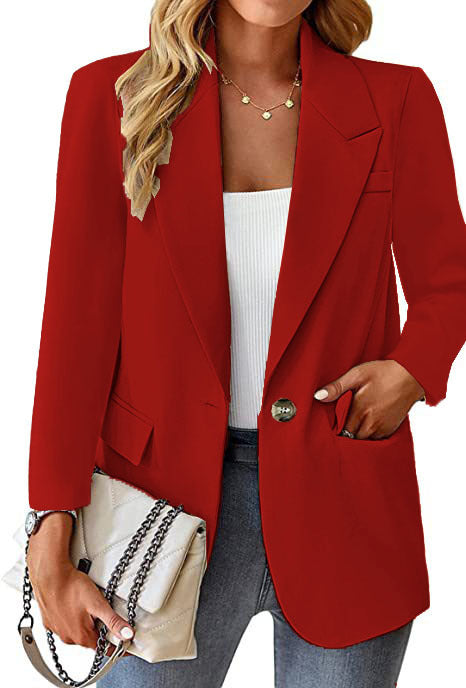 Damen nan taillierter Blazer mit Ein-Knopf-Verschluss Reverskragen und Pattentaschen Echo Archiv