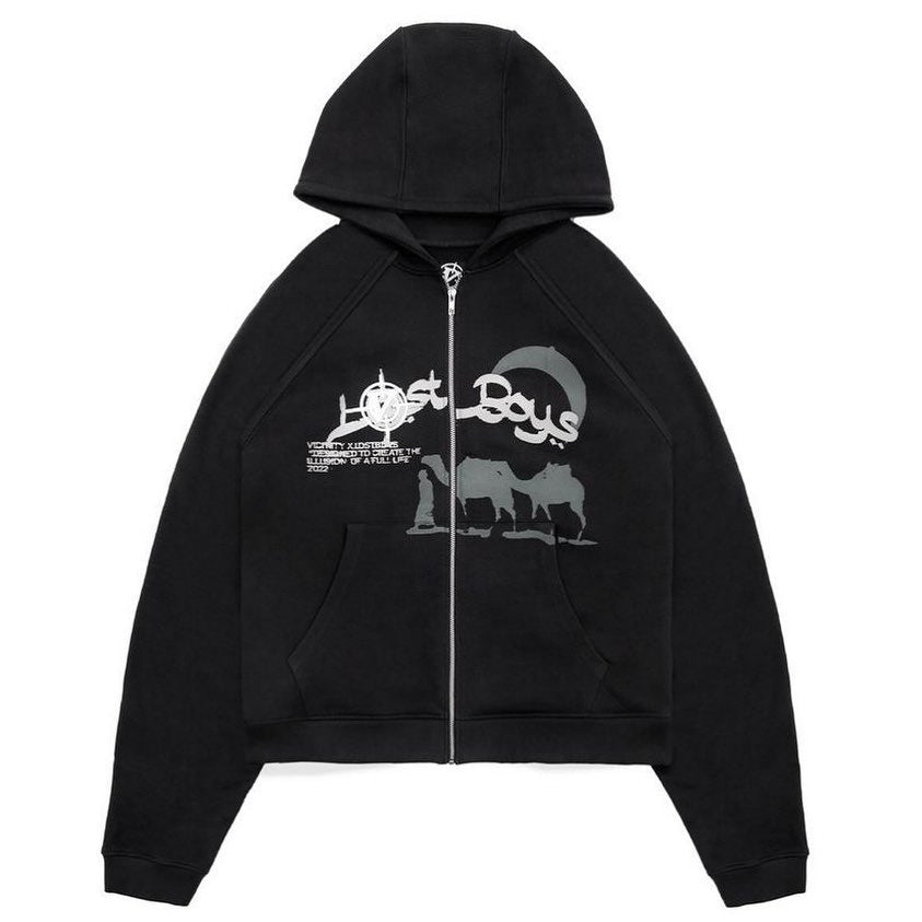 Damen Kapuzenjacke mit durchgehendem Reißverschluss und Rippenherz-Print – Auréline