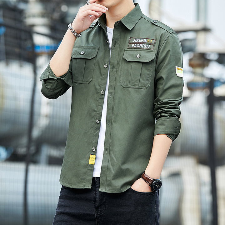 Herren Overshirt im Military-Utility-Stil mit Schulterpatten, Brustklappen und leichtem Baumwollmix Echoarchiv