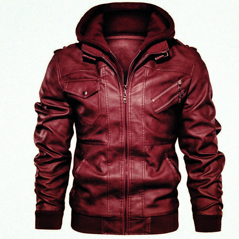 Herren modische Lederjacke mit abnehmbarer Kapuze Echo Archiv 1788417868