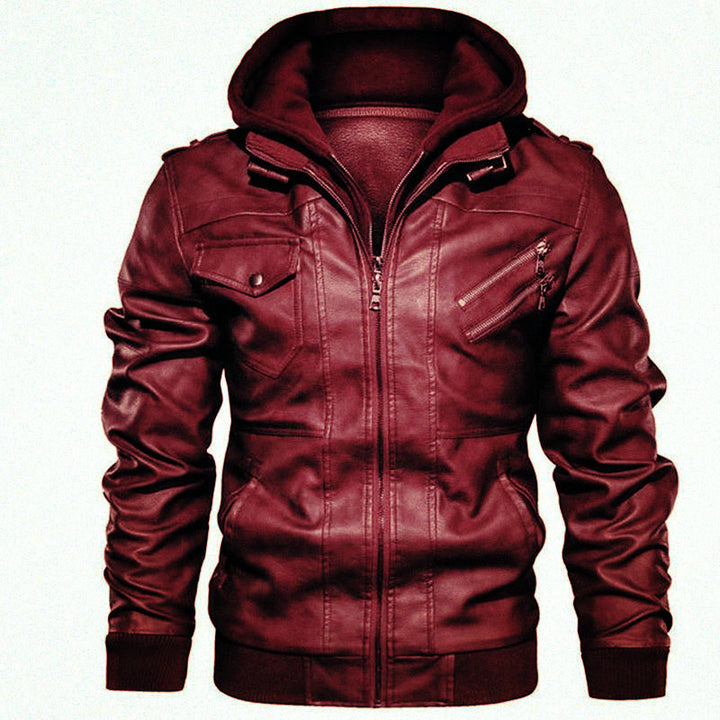 Herren modische Lederjacke mit abnehmbarer Kapuze Echo Archiv 1788417868