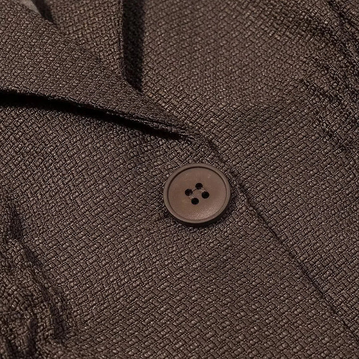 Damen nan taillierter Reversblazer mit elastischem Taillenzug, einreihiger Knopfleiste und stepptem Strukturstoff Echo Archiv