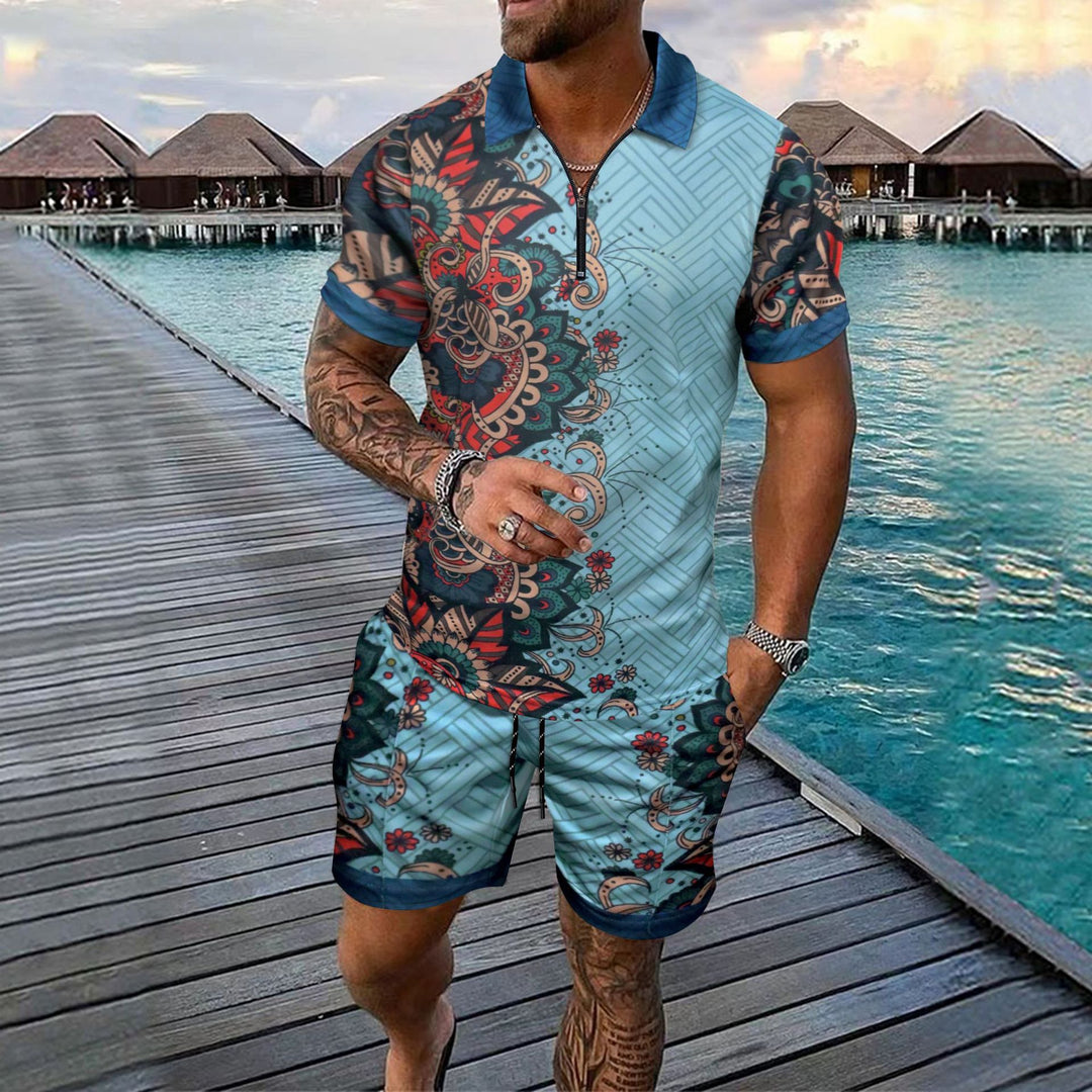 Herren Freizeit-Set mit modernem Druckdesign und praktischen Taschen Echoarchiv