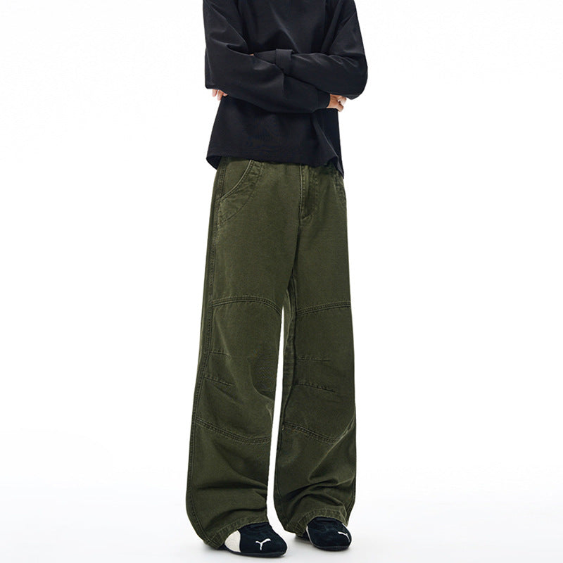 Herren Weite Paneel-Baggyhose aus Baumwoll-Twill mit Knieabnähern Echo Archiv