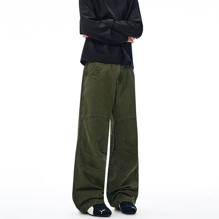 Herren Weite Paneel-Baggyhose aus Baumwoll-Twill mit Knieabnähern Echo Archiv