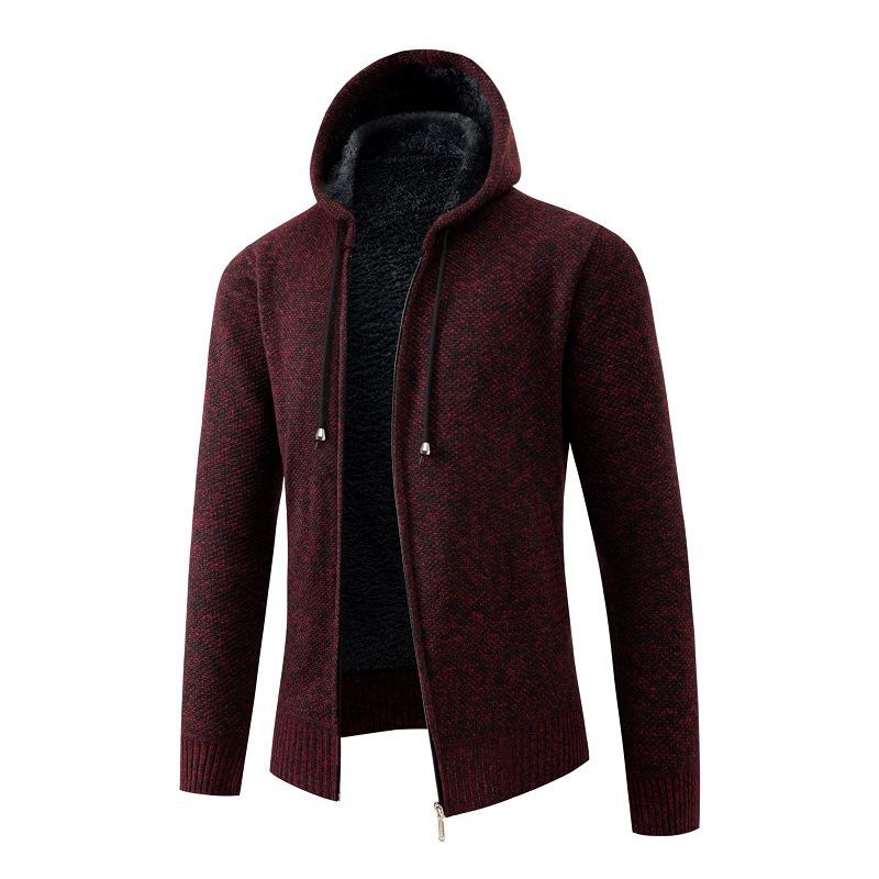Herren gefütterte Strickjacke mit Kapuze Echoarchiv