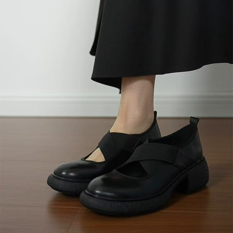 Damen Mary‑Jane Slipper mit elastischen Kreuzriemen und profiliertem Plateausohle-Design Echo Archiv