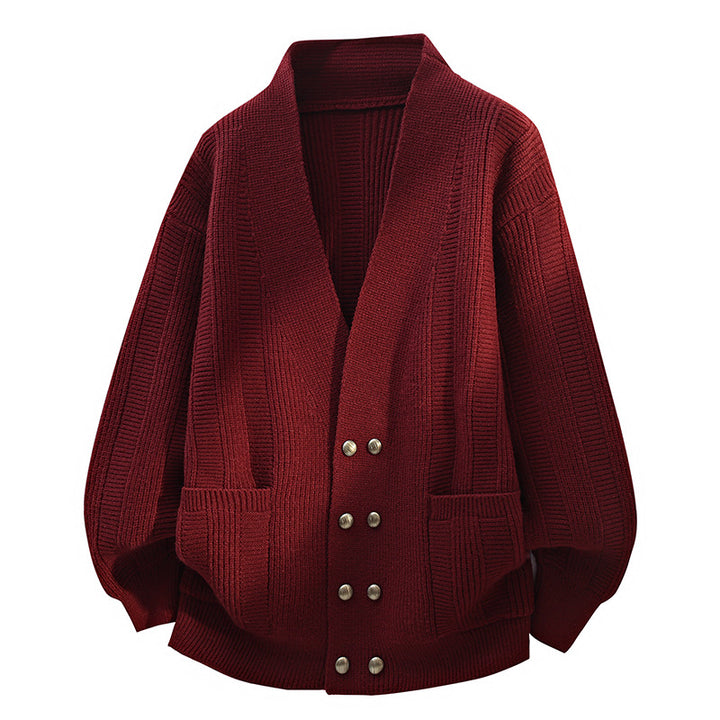 Damen Oversize Strickcardigan mit Schalkragen, doppelreihiger Knopfleiste & Eingrifftaschen Echoarchiv