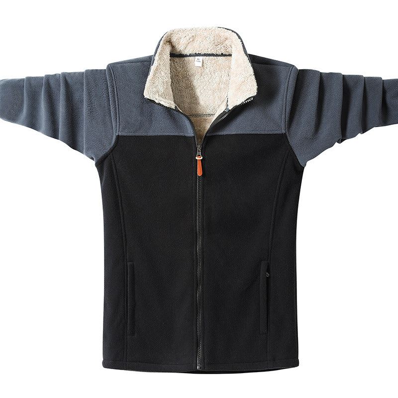Herren Zweifarbige Fleece-Übergangsjacke mit Stehkragen, Reißverschluss & Eingrifftaschen Echoarchiv