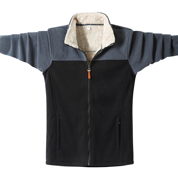 Herren Zweifarbige Fleece-Übergangsjacke mit Stehkragen, Reißverschluss & Eingrifftaschen Echoarchiv