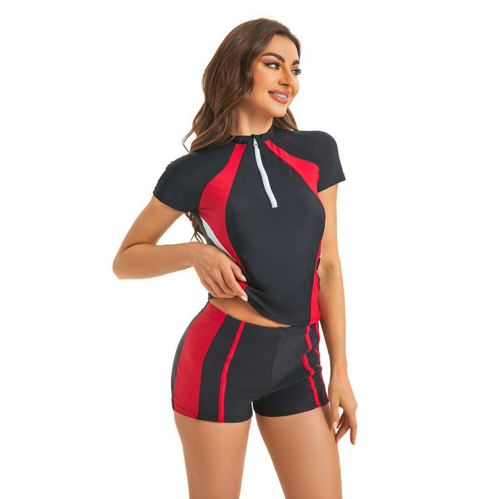 Damen Sport Bikini-Set mit Kurzarm-Oberteil und hohem Schnitt Echo Archiv