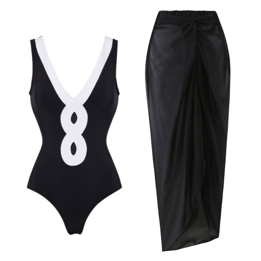 Damen Bandeau-Badeanzug mit elegantem Wickelrock Echo Archiv