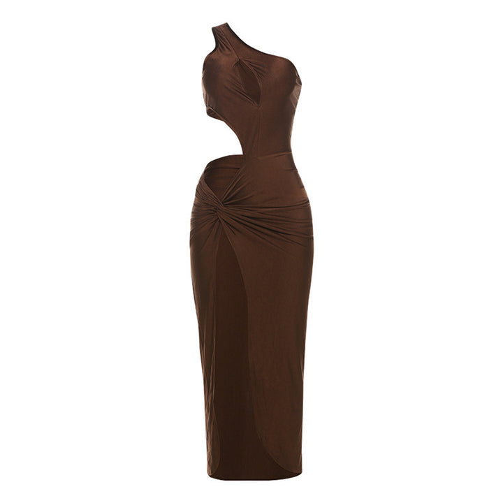 Damen Elegantes Asymmetrisches Midi-Party Kleid mit raffinierter Drapierung Echo Archiv