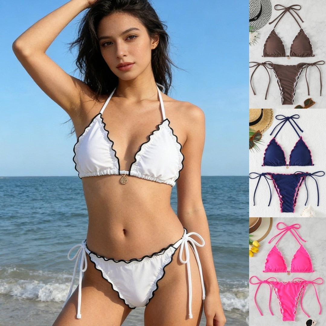 Damen Triangel-Bikini-Set mit verspieltem Rüschendetail Echo Archiv