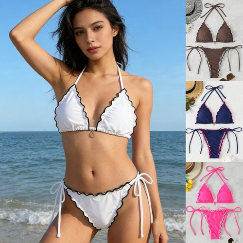 Damen Triangel-Bikini-Set mit verspieltem Rüschendetail Echo Archiv