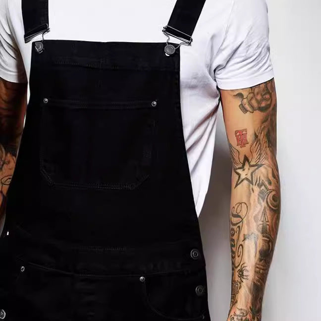 Herren lässige Denim-Latzhose mit verstellbaren Trägern und moderner Passform Echoarchiv