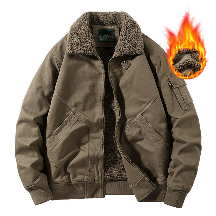 Herren nan schwerer Canvas-Bomber mit wärmendem Sherpa-Innenfutter, ergonomischen Nähten und verdeckter Reißverschlussleiste Echo Archiv