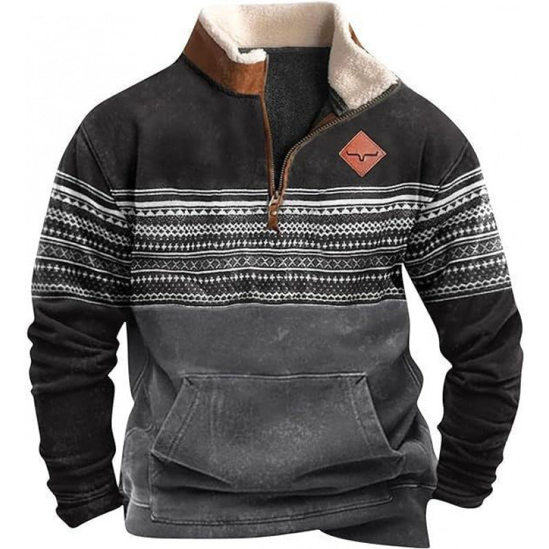 Herren Wärmender Fleece-Pullover mit Stehkragen Echoarchiv
