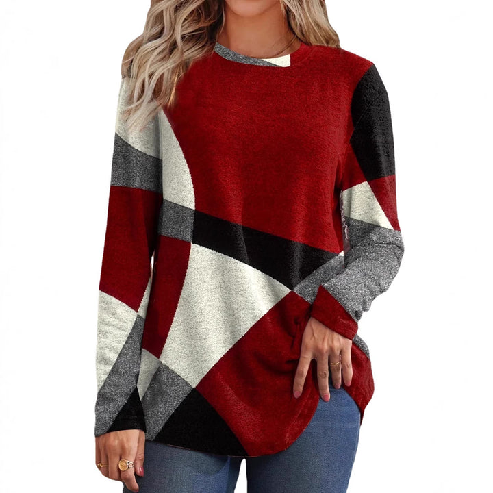 Damen Geometrischer Übergroßer Strickpullover mit Knopfdetails an der Seite Echoarchiv