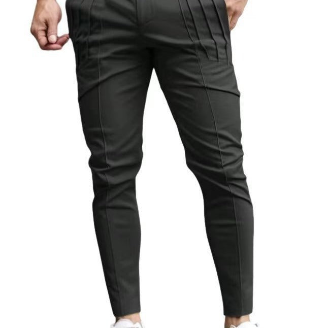 Herren nan schmale Bundfalten-Chino mit dekorativen Längsfalten und tapered Bein Echo Archiv